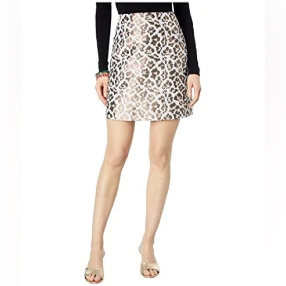 NWT Lilly Pulitzer Mini Skirt Gold Metallic Leopard Jacquard Size 10 - Picture 2 of 11